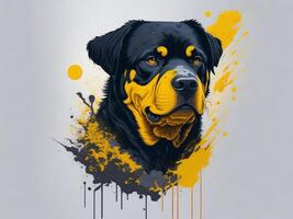 un detallado ilustración frio ninja rottweil y perro cara t camisas diseño y pegatinas ai generado foto