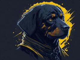 A detailed illustration cool ninja Rottweil and dog face T shirts design and stickers photo