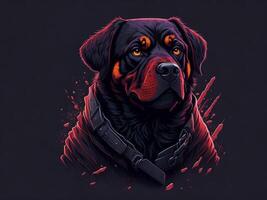 A detailed illustration cool ninja Rottweil and dog face T shirts design and stickers photo