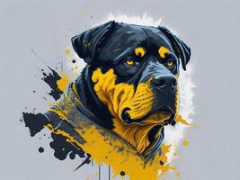 A detailed illustration cool ninja Rottweil and dog face T shirts design and stickers photo