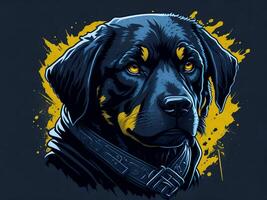 un detallado ilustración frio ninja rottweil y perro cara t camisas diseño y pegatinas ai generado foto