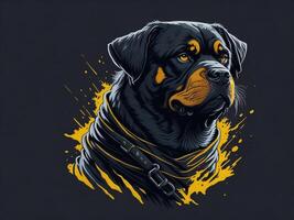 A detailed illustration cool ninja Rottweil and dog face T shirts design and stickers photo