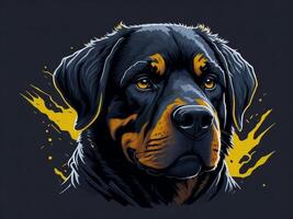 A detailed illustration cool ninja Rottweil and dog face T shirts design and stickers photo