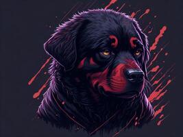 A detailed illustration cool ninja Rottweil and dog face T shirts design and stickers photo