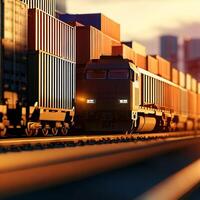 Global business of Container Cargo freight train for Business logistics concept. photo