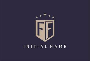 FF initial shield logo icon geometric style design vector