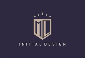 ML initial shield logo icon geometric style design vector