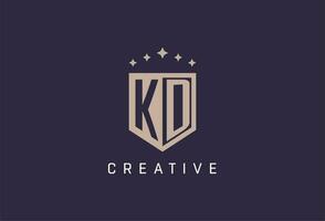 KD initial shield logo icon geometric style design vector