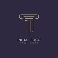 TU initial with pillar logo design, luxury law office logo style vector