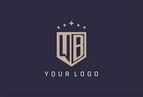 WB initial shield logo icon geometric style design vector