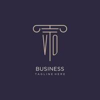 VO initial with pillar logo design, luxury law office logo style vector