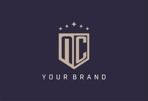 NC initial shield logo icon geometric style design vector