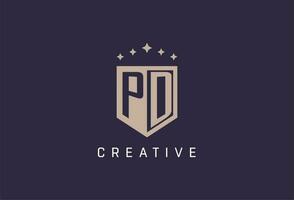 PD initial shield logo icon geometric style design vector