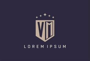 VM initial shield logo icon geometric style design vector