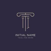 TI initial with pillar logo design, luxury law office logo style vector