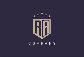 RA initial shield logo icon geometric style design vector