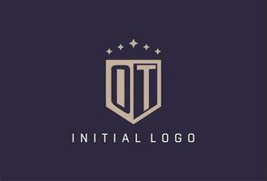 OT initial shield logo icon geometric style design vector