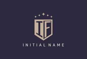 IF initial shield logo icon geometric style design vector