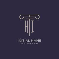 HI initial with pillar logo design, luxury law office logo style vector