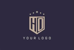 HO initial shield logo icon geometric style design vector