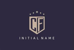 CF initial shield logo icon geometric style design vector