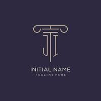 JI initial with pillar logo design, luxury law office logo style vector