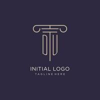 DU initial with pillar logo design, luxury law office logo style vector