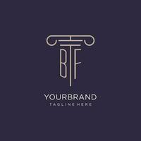 BF initial with pillar logo design, luxury law office logo style vector