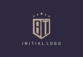 BT initial shield logo icon geometric style design vector