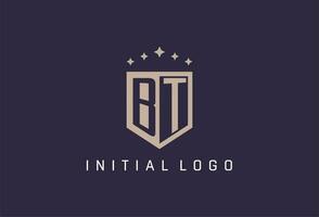 BT initial shield logo icon geometric style design vector