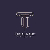 QI initial with pillar logo design, luxury law office logo style vector