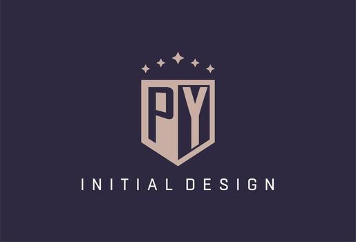 PY initial shield logo icon geometric style design vector