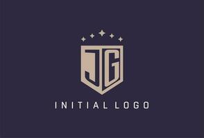 JG initial shield logo icon geometric style design vector