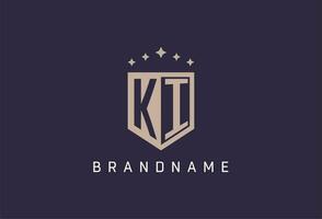 KI initial shield logo icon geometric style design vector