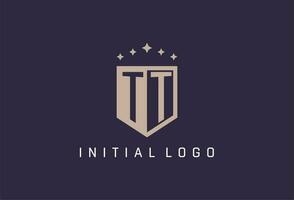 TT initial shield logo icon geometric style design vector