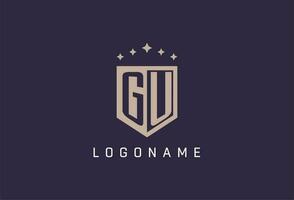 GU initial shield logo icon geometric style design vector