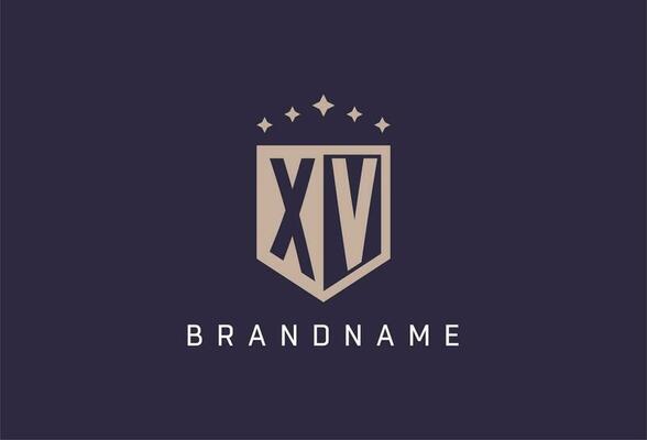 XV initial shield logo icon geometric style design