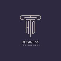 HO initial with pillar logo design, luxury law office logo style vector