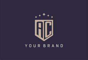 AC initial shield logo icon geometric style design vector