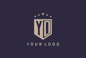 YO initial shield logo icon geometric style design vector