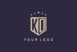 KO initial shield logo icon geometric style design vector