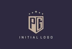 PG initial shield logo icon geometric style design vector