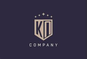 KN initial shield logo icon geometric style design vector