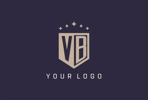 VB initial shield logo icon geometric style design vector