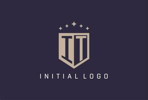 IT initial shield logo icon geometric style design vector