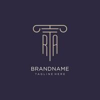 RA initial with pillar logo design, luxury law office logo style vector