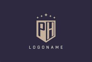 PH initial shield logo icon geometric style design vector