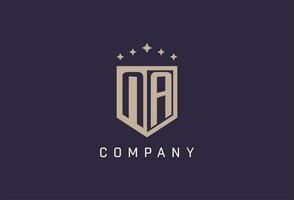NA initial shield logo icon geometric style design vector