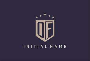 OF initial shield logo icon geometric style design vector