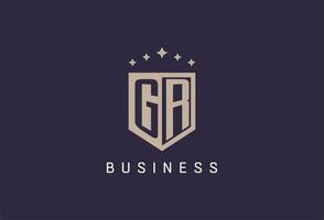 GR initial shield logo icon geometric style design vector